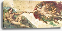 Постер Микеланджело (Michelangelo Buonarroti) Фрески плафона Сикстинской капеллы. История творения. Господь сотворяет Адама Постер Микеланджело (Michelangelo Buonarroti) Фрески плафона Сикстинской капеллы. История творения. Господь сотворяет Адама