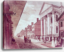 Постер Школа: Америка (18 в) High street with the first Presbyterian Church, Philadelphia, 1799 Постер Школа: Америка (18 в) High street with the first Presbyterian Church, Philadelphia, 1799