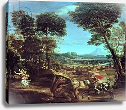 Постер Доменикино Landscape with St.George and the Dragon, c.1610 Постер Доменикино Landscape with St.George and the Dragon, c.1610
