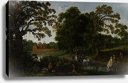 Постер Велде Эсиас Landscape with a courtly procession before Abtspoel Castle, 1619 Постер Велде Эсиас Landscape with a courtly procession before Abtspoel Castle, 1619
