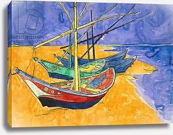 Постер Ван Гог Винсент (Vincent Van Gogh) Fishing Boats on the Beach at Saintes-Maries-de-la-Mer Постер Ван Гог Винсент (Vincent Van Gogh) Fishing Boats on the Beach at Saintes-Maries-de-la-Mer
