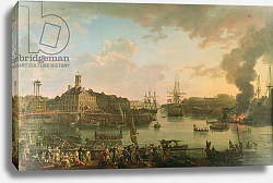 Постер Хью Жан-Франсуа View of the port of Brest from the covered docks in 1795, 1795 Постер Хью Жан-Франсуа View of the port of Brest from the covered docks in 1795, 1795