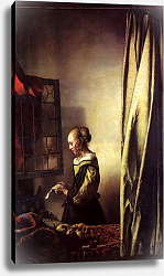 Постер Вермеер Ян (Jan Vermeer) Девушка у открытого окна, читающая письмо Постер Вермеер Ян (Jan Vermeer) Девушка у открытого окна, читающая письмо