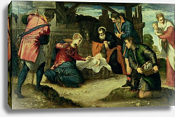 Постер Тинторетто Джакопо The Adoration of the Shepherds, 1540s Постер Тинторетто Джакопо The Adoration of the Shepherds, 1540s