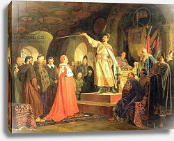 Постер Неврев Николай Prince Roman of Halych-Volhynia receiving the ambassadors of Pope Innocent III, 1875 Постер Неврев Николай Prince Roman of Halych-Volhynia receiving the ambassadors of Pope Innocent III, 1875