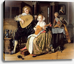 Постер Моленар Ян A Young Man Playing a Theorbo and a Young Woman Playing a Cittern, c.1630-32 Постер Моленар Ян A Young Man Playing a Theorbo and a Young Woman Playing a Cittern, c.1630-32