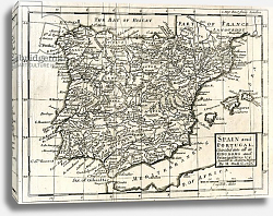 Постер 1731 Map of Spain and Portugal by Herman Moll Постер 1731 Map of Spain and Portugal by Herman Moll