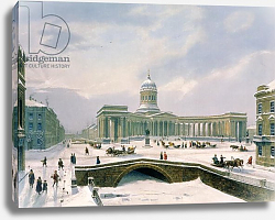 Постер Арнаут Луи (акв) Kazan Cathedral, St. Petersburg, printed by Lemercier, Paris, 1840s Постер Арнаут Луи (акв) Kazan Cathedral, St. Petersburg, printed by Lemercier, Paris, 1840s