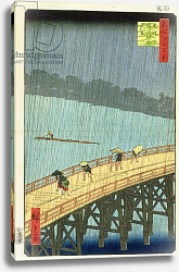 Постер Утагава Хирошиге (яп) 'Sudden Shower at Ohashi Bridge at Ataka', from the series '100 Views of Edo', 1857, pub. 1859, Постер Утагава Хирошиге (яп) 'Sudden Shower at Ohashi Bridge at Ataka', from the series '100 Views of Edo', 1857, pub. 1859,