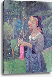 Постер Серусер Поль Young Girl with a Pink Stocking or Young Breton Knitting, 1920 Постер Серусер Поль Young Girl with a Pink Stocking or Young Breton Knitting, 1920