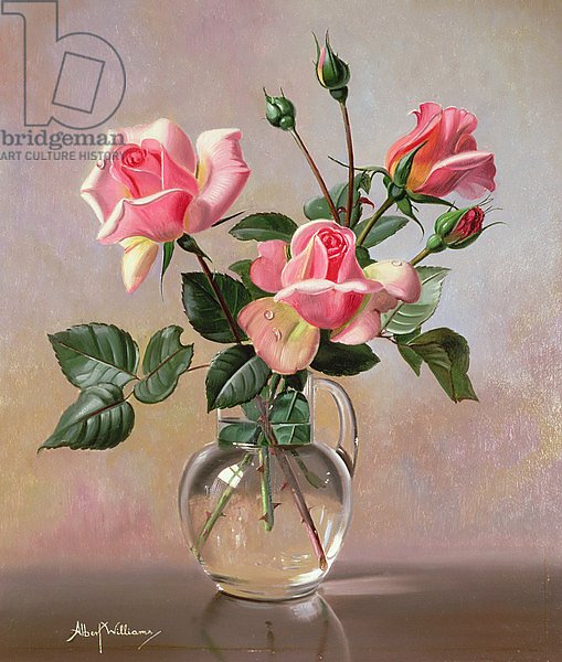 AB69 Pink Roses in a Glass Jug
