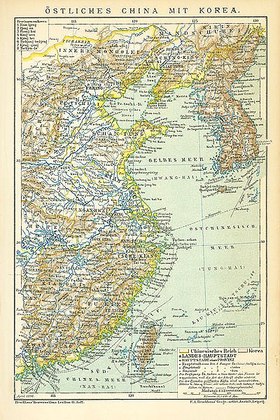 Карта Восточного Китая и Кореи