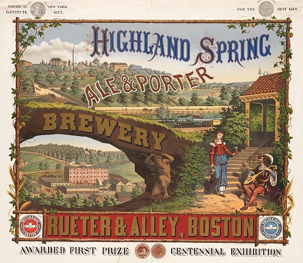 Highland Spring Brewery ale  porter. Rueter Alley, Boston