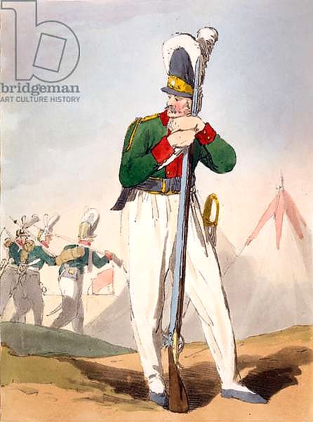 Russian Soldier, illustration from 'The Manners, Customs & Amusements of the Russians' by James Walker, published 1803-4