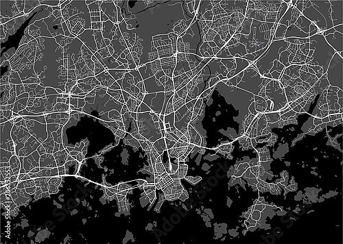 План города Хельсинки, Финляндия, в черном цвете