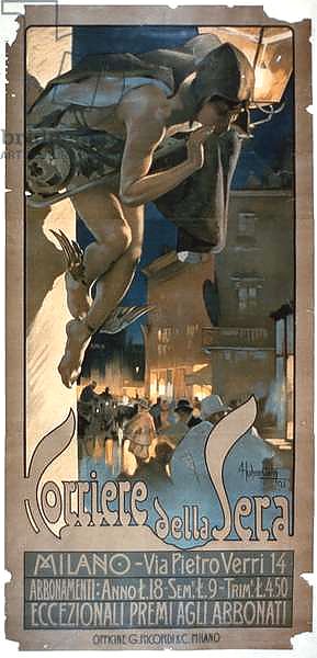 Poster advertising the 'Corriere della Sera', printed in Milan, 1898
