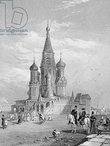 St. Basil's Cathedral, Moscow, engraved by Turnbull, 1835