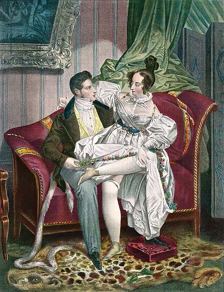 19th century lovers in a drawing room by Eduard Fuchs, published 1909.