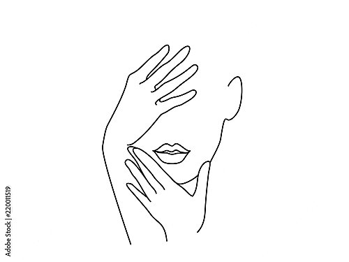 Постер в стиле цифровая графика Силуэт женского лица с руками