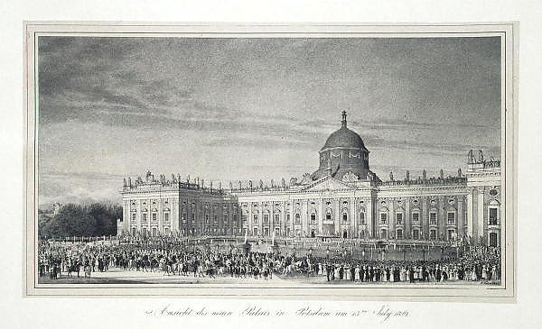 Вид Нового дворца в Потсдаме 13 июля 1829 года