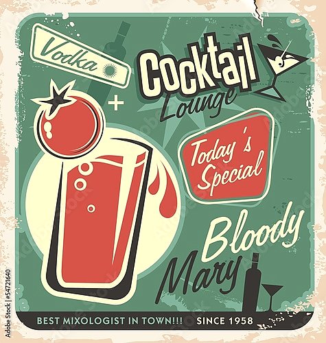 Ретро плакат с коктейлем кровавая мэри