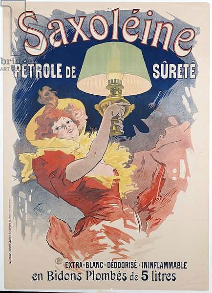 Poster advertising 'Saxoleine', safety lamp oil, 1901