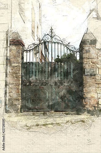 Старые кованые подъездные ворота