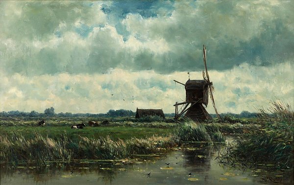 Polder landscape with windmill near Abcoude