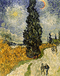 Постер Ван Гог Винсент (Vincent Van Gogh) Road with Cypresses, 1890 2 Постер Ван Гог Винсент (Vincent Van Gogh) Road with Cypresses, 1890 2