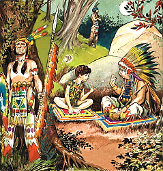 Постер Квинто Надир (дет) Peter Pan talks with the Chieftain, illustration from 'Peter Pan' by J.M. Barrie Постер Квинто Надир (дет) Peter Pan talks with the Chieftain, illustration from 'Peter Pan' by J.M. Barrie
