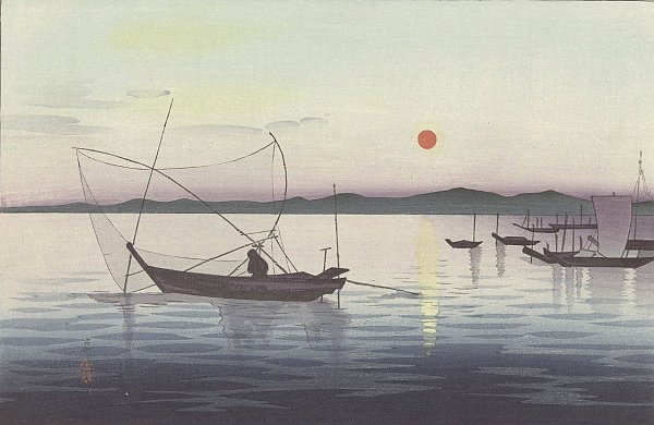 Boats and Setting Sun