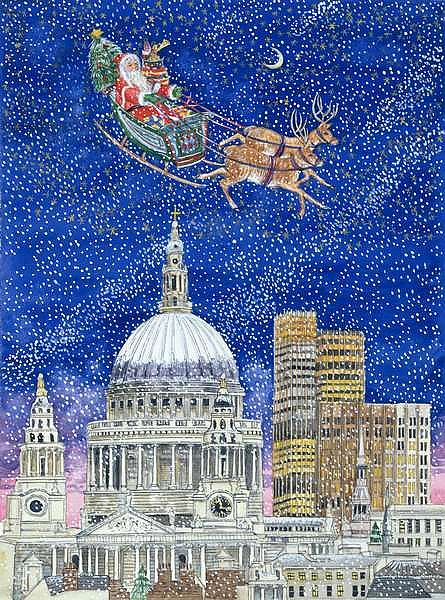 Father Christmas Flying over London
