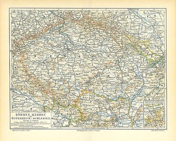 Карта Богемии, Моравии и Австрийской Силезии