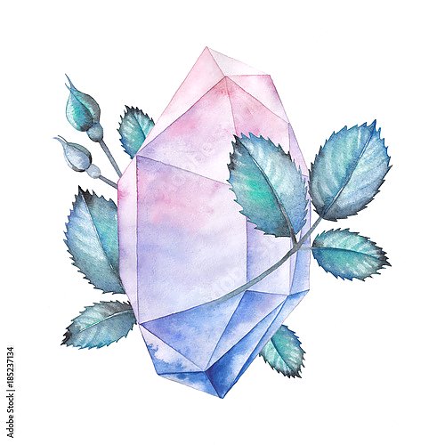 Акварельный кристалл и роза