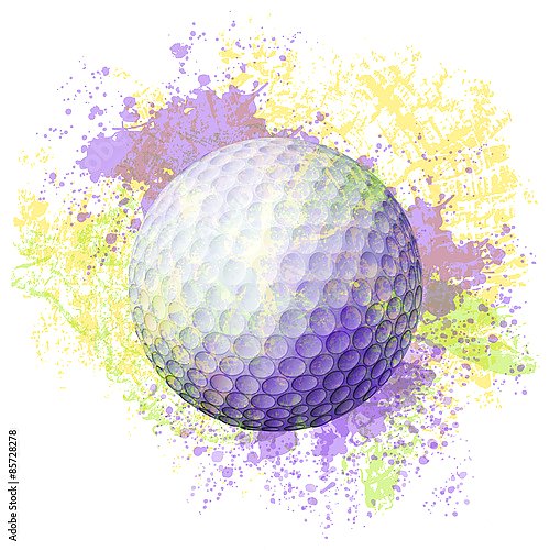 Мяч для гольфа в брызгах краски