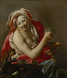 Постер Брюген Хендрик Bacchante with an Ape, 1627 Постер Брюген Хендрик Bacchante with an Ape, 1627