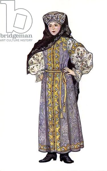 Russian traditional dress - illustration by N. Vinogradova 2