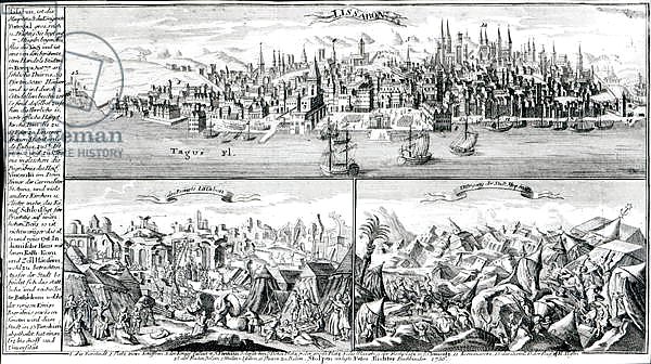 The city of Lisbon before, during and after the Earthquake of 1755