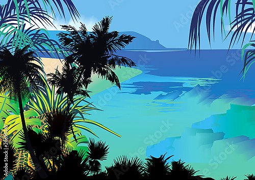 Тропические пальмы на фоне океана