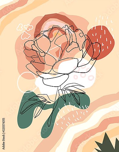 Силуэт розы на абстрактном фоне