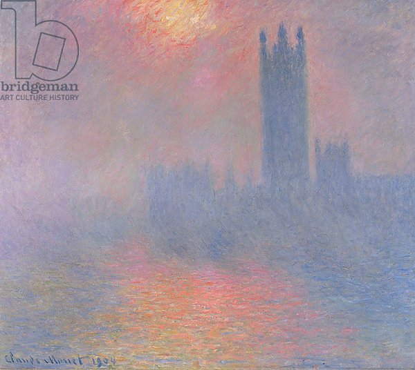 The Houses of Parliament, London, with the sun breaking through the fog, 1904