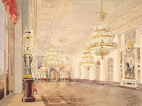 Вид залов Зимнего дворца. Николаевский зал