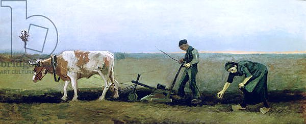 Labourer and Peasant Planting Potatoes, 1884