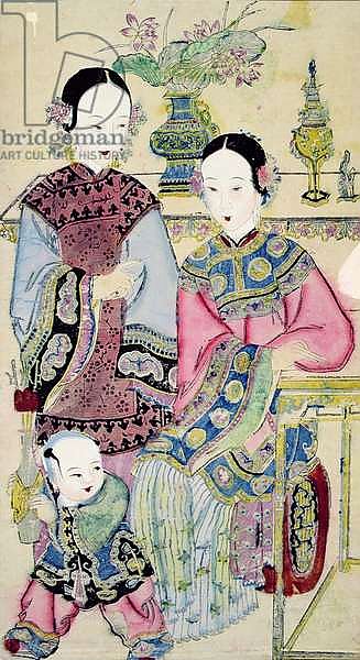 Two women with a child, Yangliuqing