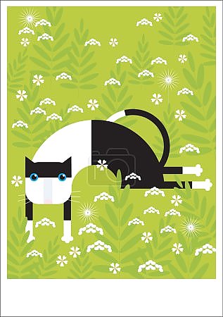 Кошка на траве