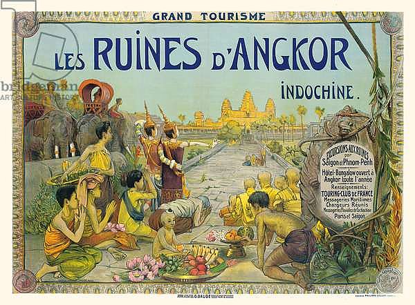 French poster advertising the Temples of Angkor in Indochina, 1911