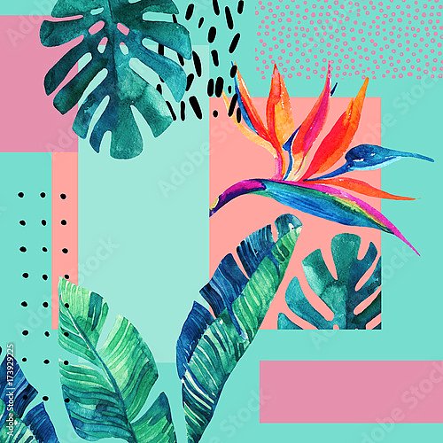 Абстрактный тропический летний дизайн в минималистичном стиле