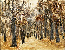 Постер Либерман Макс Zoological Gardens in Autumn with Figures Walking; Tiergarten im Herbst mit Spaziergangern, Постер Либерман Макс Zoological Gardens in Autumn with Figures Walking; Tiergarten im Herbst mit Spaziergangern,