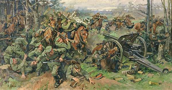 The Russian Cavalry Charging the German Artillery in 1915