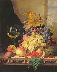 Постер Ладель Эдвард A Still Life with Grapes, Raspberries and a Glass of Wine Постер Ладель Эдвард A Still Life with Grapes, Raspberries and a Glass of Wine